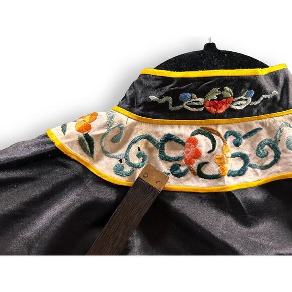 Vintage Chinese ESME Embroidered 100% Silk Circa 1950's Mandarin Kimono Robe L - Picture 13 of 16